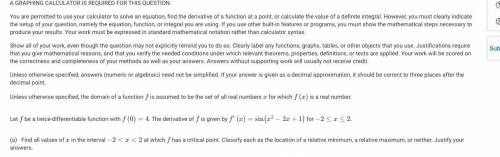Let f be a twice-differentiable function with f(0)=4. The derivative of f is given by f′(x)=sin(x2−