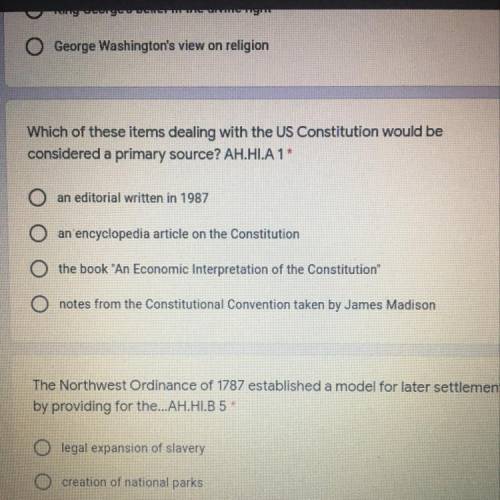 Which of these items dealing with the US constitution would be considered a primary source