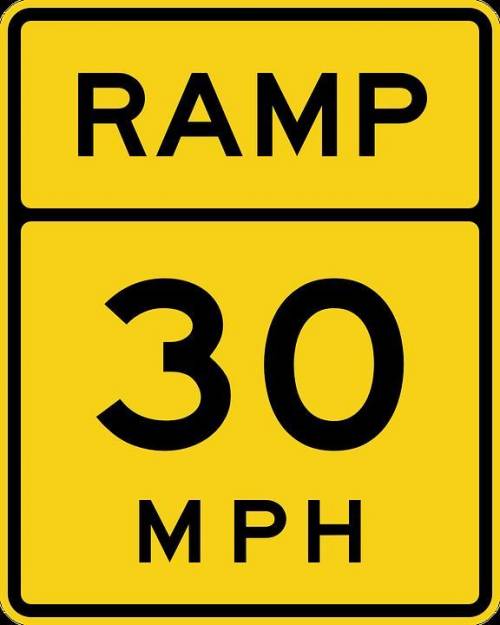 What does this sign mean (photo is attached below)

You must go 30 mph to ramp, and fly in the air