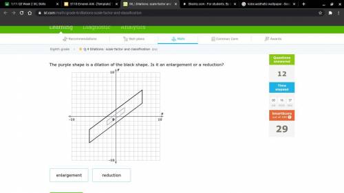 IXL: Dilation's: scale factor and classification
