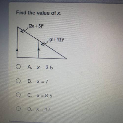 Find the value of x PLS ANSWER THIS ASAP I WILL MARK THE BRAINIEST