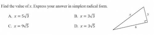 Find the value of x. Express your answer in simplest radical form