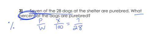 Seven of the 28 dogs at the shelter are purebred. What percent of the dogs are purebred? (Please he