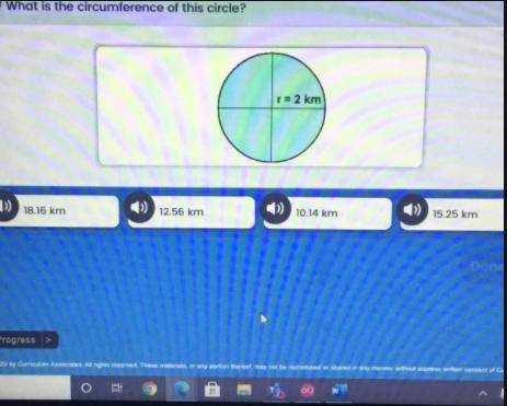 What is the circumference of this circle r=2km