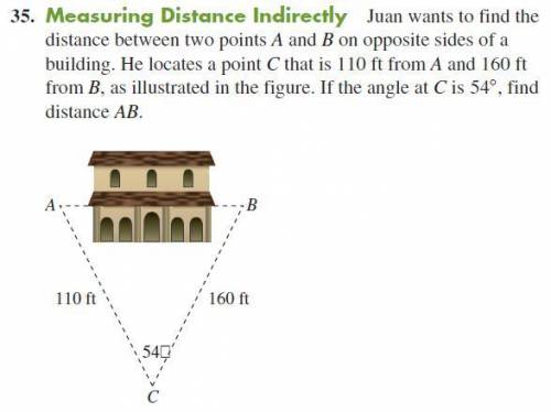 A=160, b=110, C=54. What is the distance between AB?