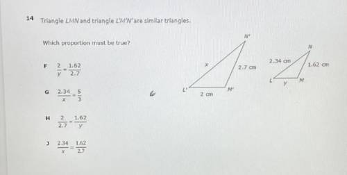 Triangle LMN and triangle LMN^ prime similar triangles. Which proportion must be true?