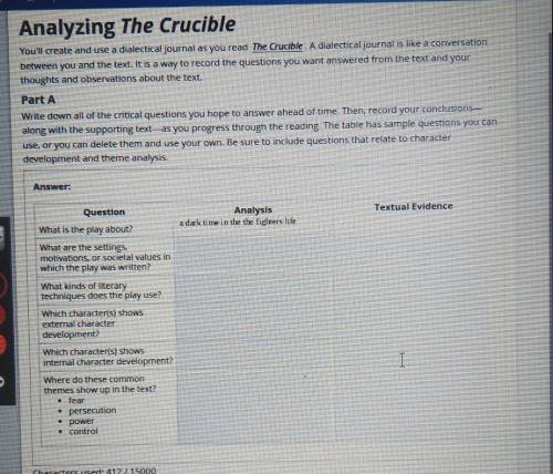 A houndred points to how ever give me all of it

Task 1 Analyzing The Crucible You'll create and u