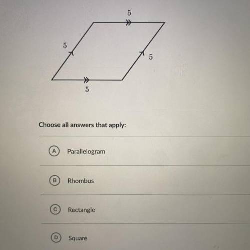 What kind of quadrilateral is the shape shown ? Please choose correct answers that apply