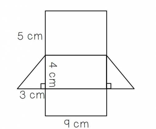 The net of a building block is shown below. What is the total surface area of the building block.