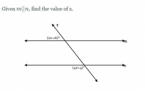 Given m \| nm∥n, find the value of x.