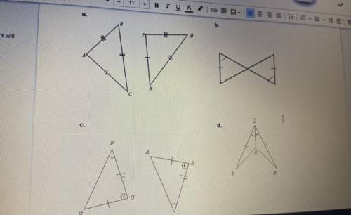 Can someone please help it says :

For each of the 6 pairs of triangles below, determine if the tr
