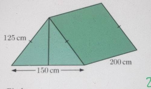 A scouts tent is 150 wide and 200 long. It has the shape of an isosceles triangular prism as shown.