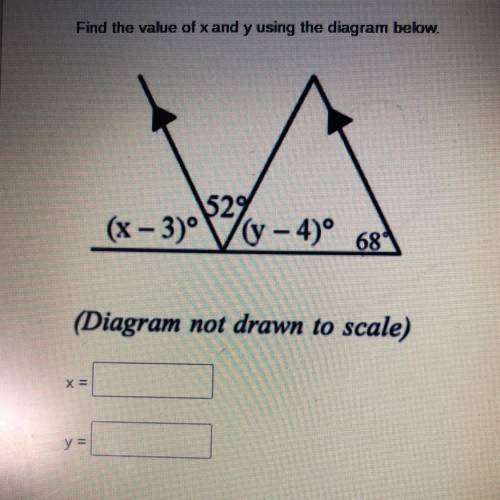 Find the value of x and y using the diagram below: