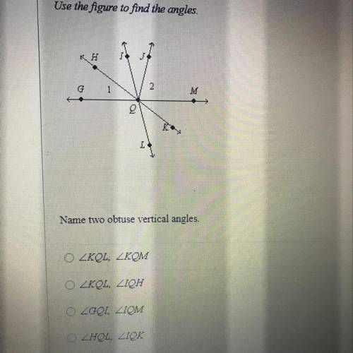 Name two obtuse vertical angles.