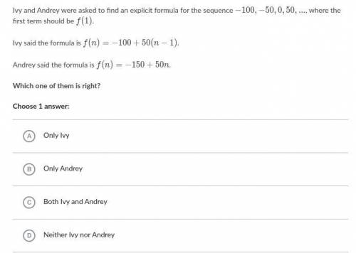 Ivy and Andrey were asked to find an explicit formula for the sequence -100,-50,0,50,...−100,−50,0,