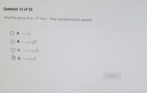 Find the zeros of y=x^2+6x-4 by completing the square