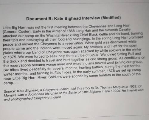 Kate Bighead Interview

1) Sourcing: What type of document is this? When was it written? Why was i