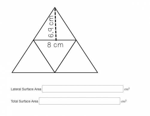 Determine the lateral and total surface area of the pyramid.