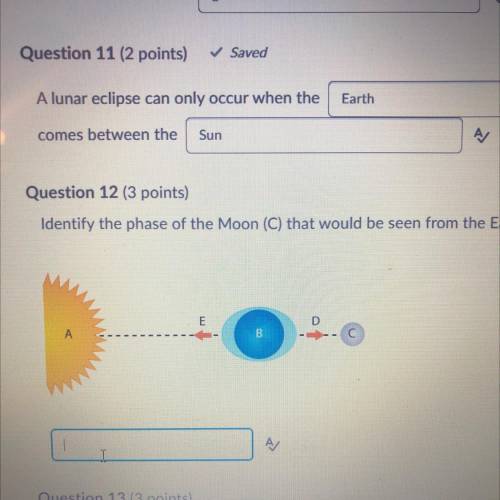 Identify the phase of the moon labeled C that would be seen from the earth labeled B