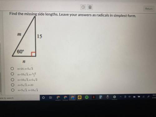 Find the missing side lengths. Leave your answers as radicals in simplest form.