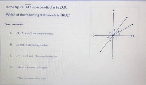 In the figure, AC is perpendicular to DB. Which of the following statements is TRUE?