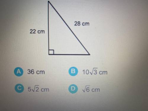 What is the length of the missing side
in the right triangle below?