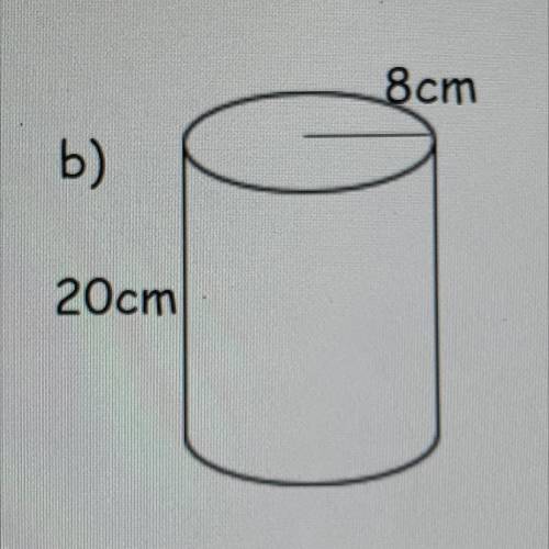 Calculate the volume of the following shape.
8cm
20cm
￼