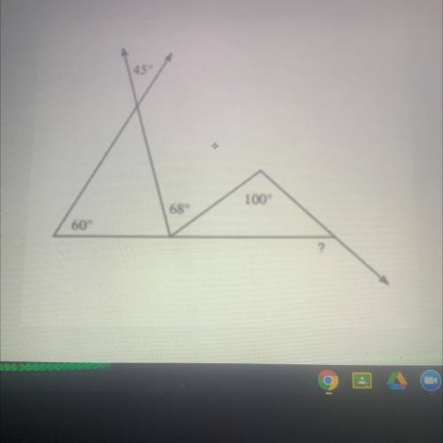 I need to find the missing exterior angle