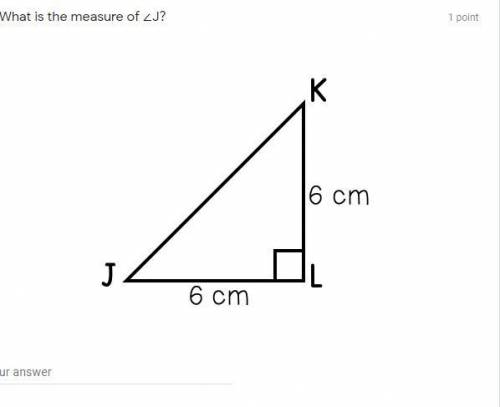 What is the measure of ∠J?