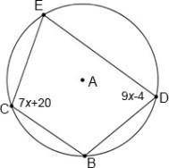 Determine the measure of angle ECB.

Question 9 options:
1) 91.75°
2) 183.5°
3) 176.5°
4) 88.25°