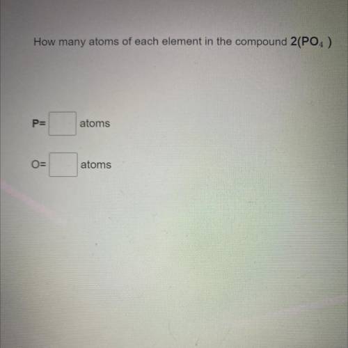 How many atoms of each element in the compound 2(PO4)