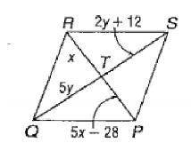 Find x and y so the quadrilateral is a parallelogram