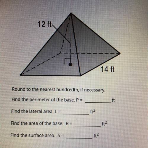 Need help......

Round to the nearest hundredth, if necessary.
1. Find the perimeter of the base.