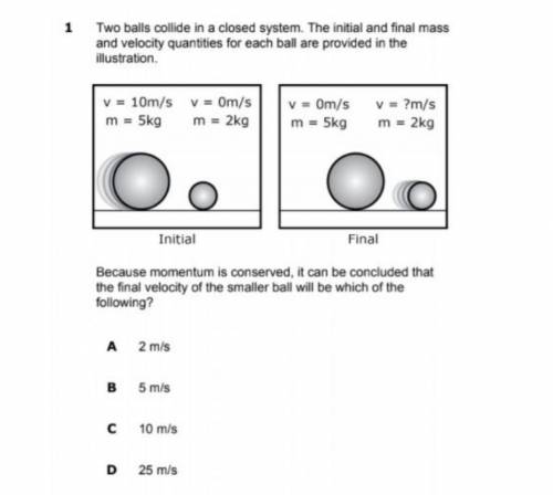 Two balls collide in a closed system. The initial and final mass and velocity quantities for each b