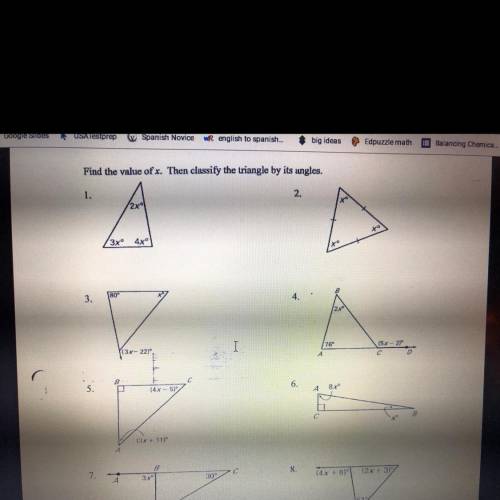 Find the value of x. Then classify the triangle by its angles.