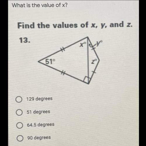 Find the values x, y,and z