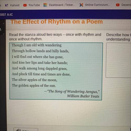 Describe how the poem's rhythm affects your
understanding and appreciation of the poem?