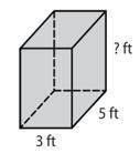 The volume of the rectangular prism is 90 cubic feet. What is the height of the rectangular prism?
