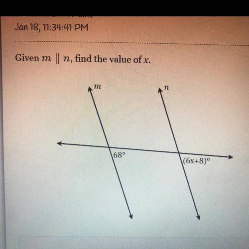 Given m
0
n, find the value of x.
m
168
(6x+8)