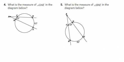 For questions 4 – 7, answer the questions about secant-secant angles.