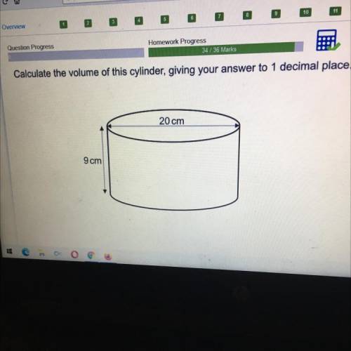 Calcite the volume of this cylinder giving your answer to 1 decimal place