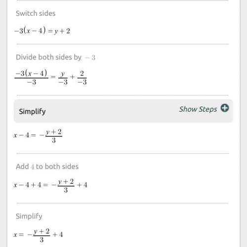 Please me with this problem.

Y + 2 = -3(x - 4)
Complete the missing value in the solution to the e