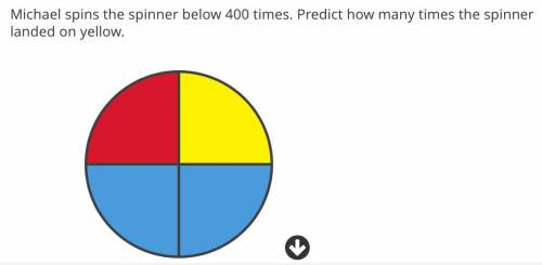 Michael spins the spinner below 400 times. Predict how many times the spinner landed on yellow.