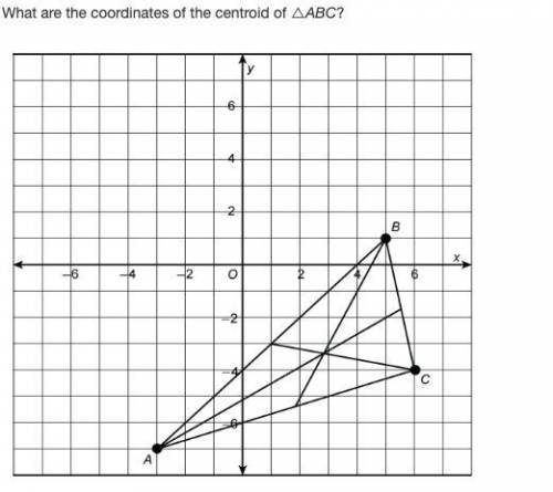 What are the coordinates of the centroid of △ABC?

ANSWER CHOICES:
A. (12,−212)
B. (223,−313)
C. (