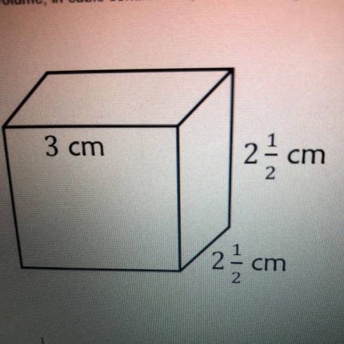 Find the volume in cubic centimeters of the rectangular prism pictured below.