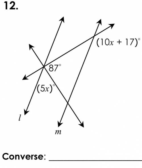 Find value of x so that L ll M. State the converse used