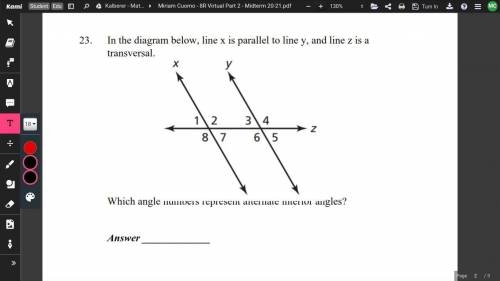 Which angle numbers represent alternate interior angles?