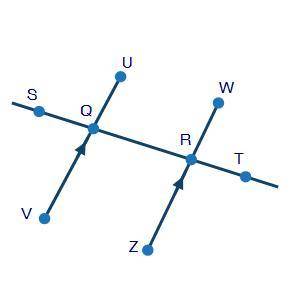 Use the figure to answer the question that follows:

segments UV and WZ are parallel with line ST