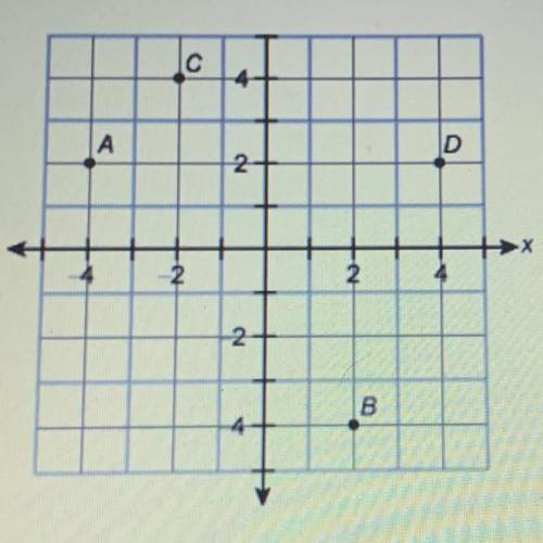 Which point is the graph of the ordered pair (2, -4)?

point A
point B
point C
point D