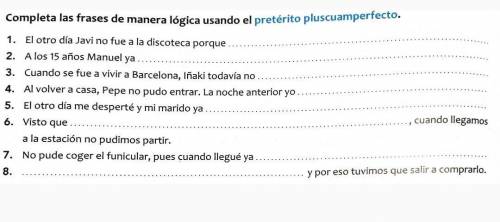 Hey could someone pls do this spanish exercise, you'd be of great help.thank u so much
